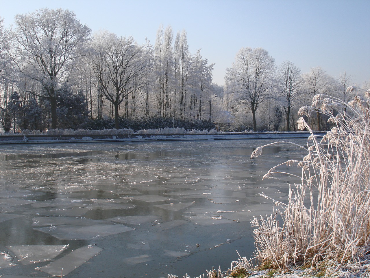 winter channel ice free photo