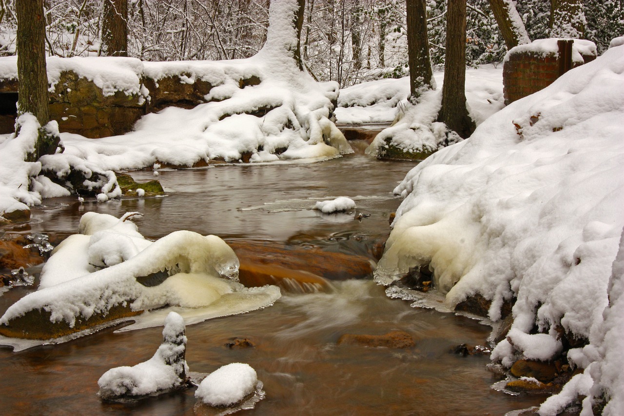 winter bach river free photo