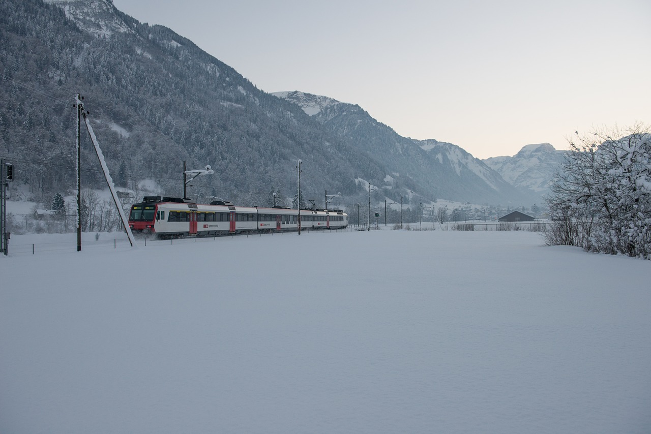 winter train railway free photo