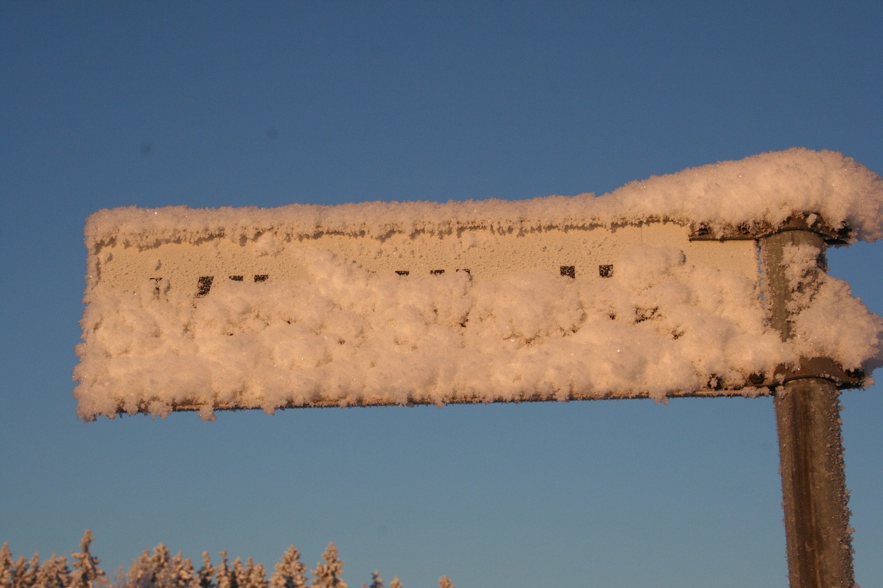 winter frost street sign free photo