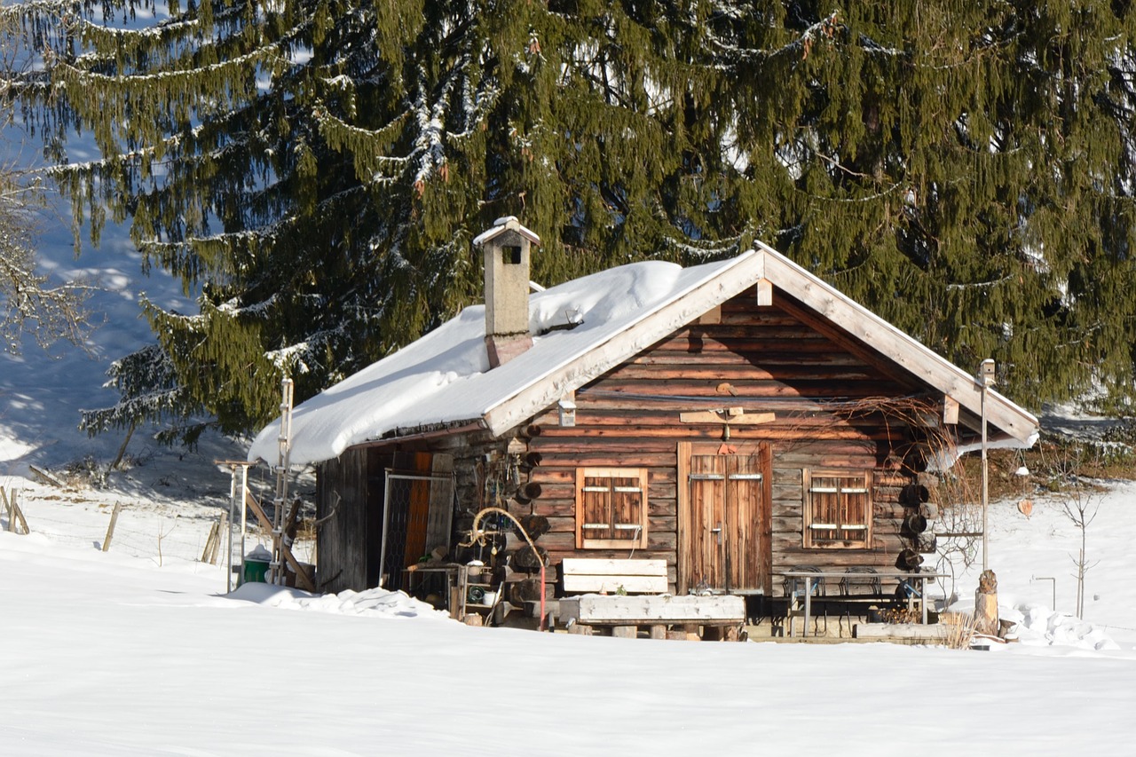 winter snow hut free photo