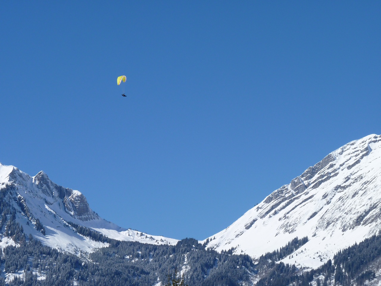 winter paraglider parachute free photo