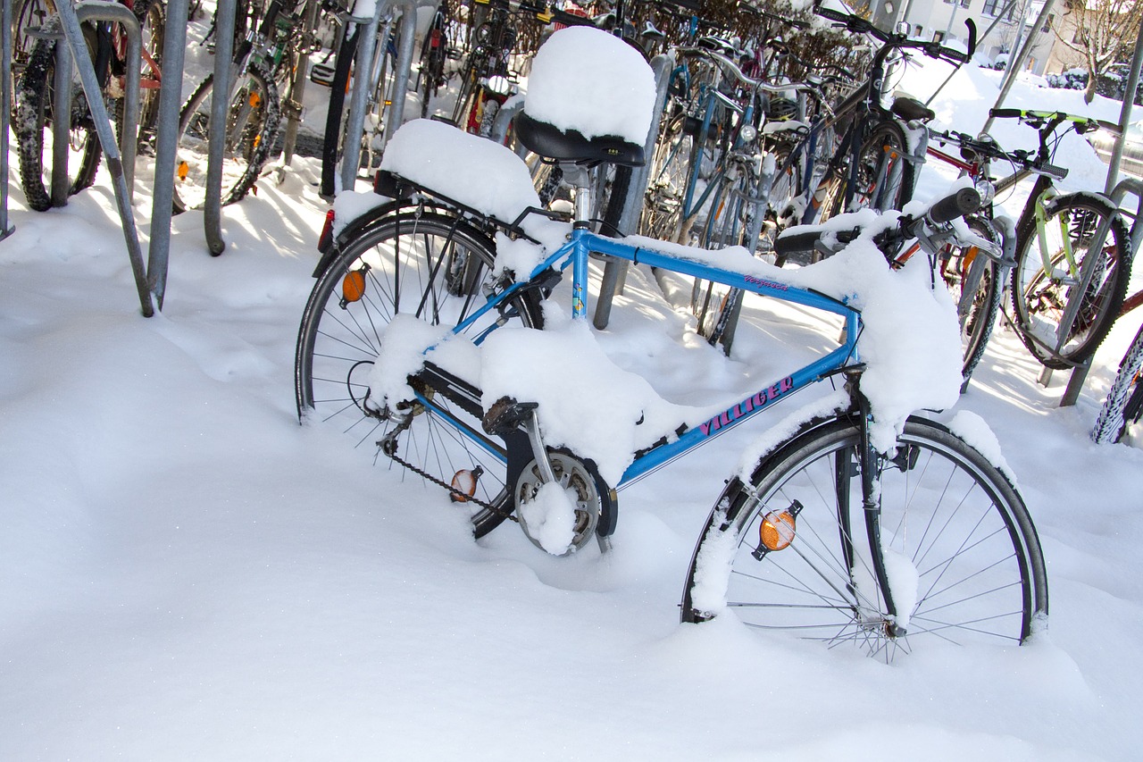 winter bike snowed in free photo