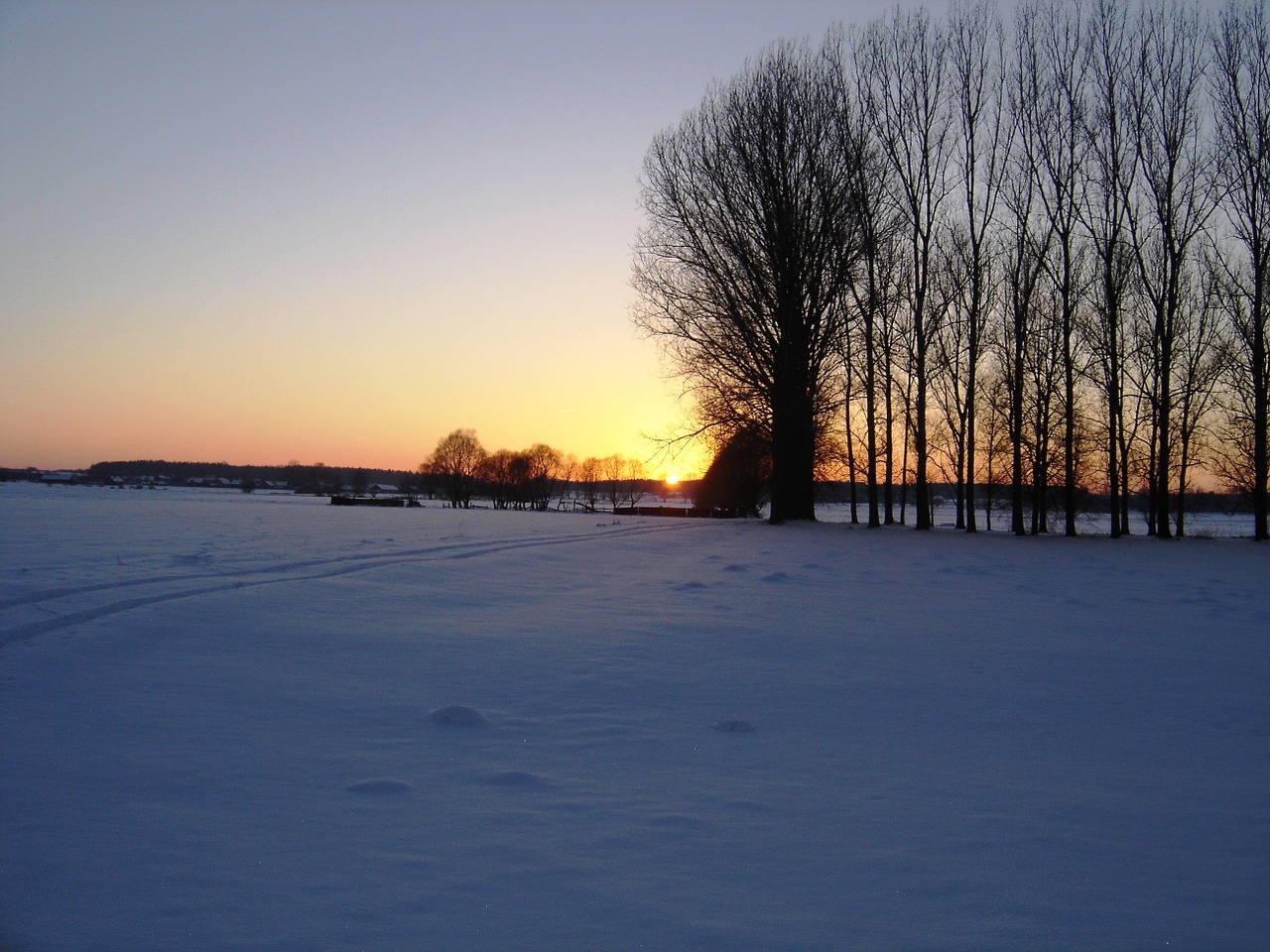 winter evening sunset free photo