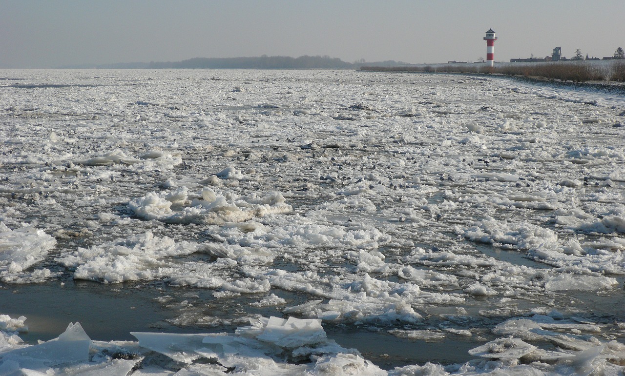 winter river ice floes free photo