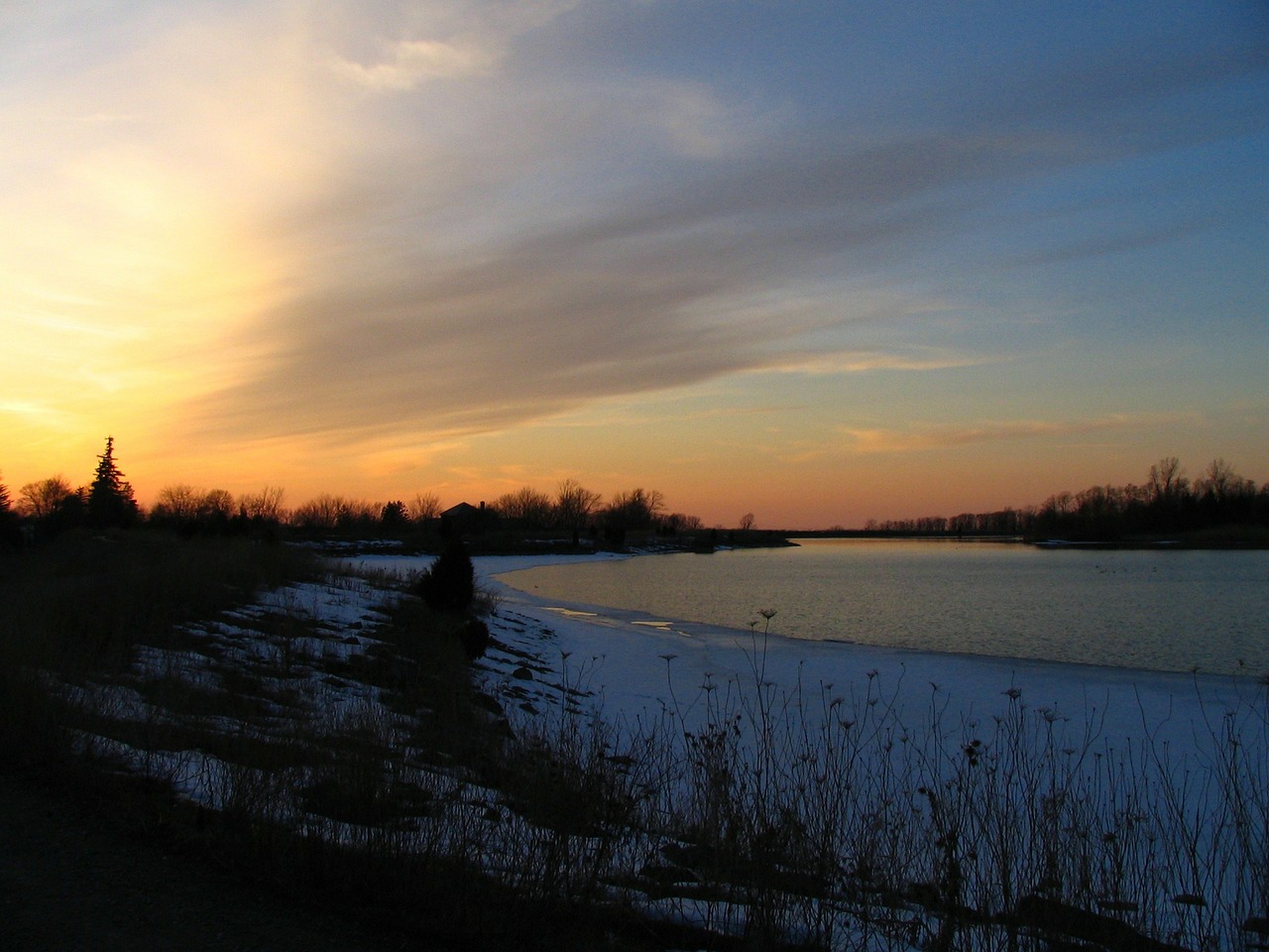 winter sunset dusk free photo