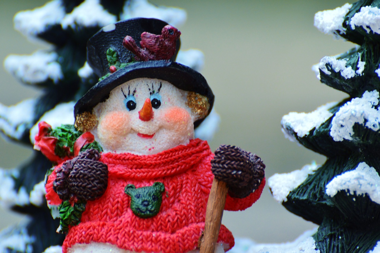 winter snow man figure free photo