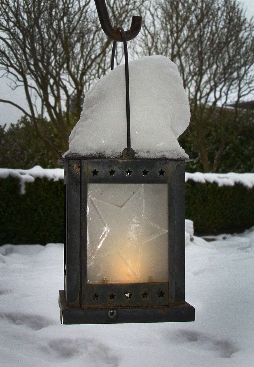winter snow lantern free photo