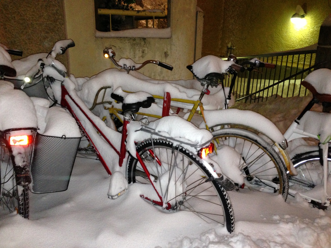 winter bikes smudge in winter coat free photo