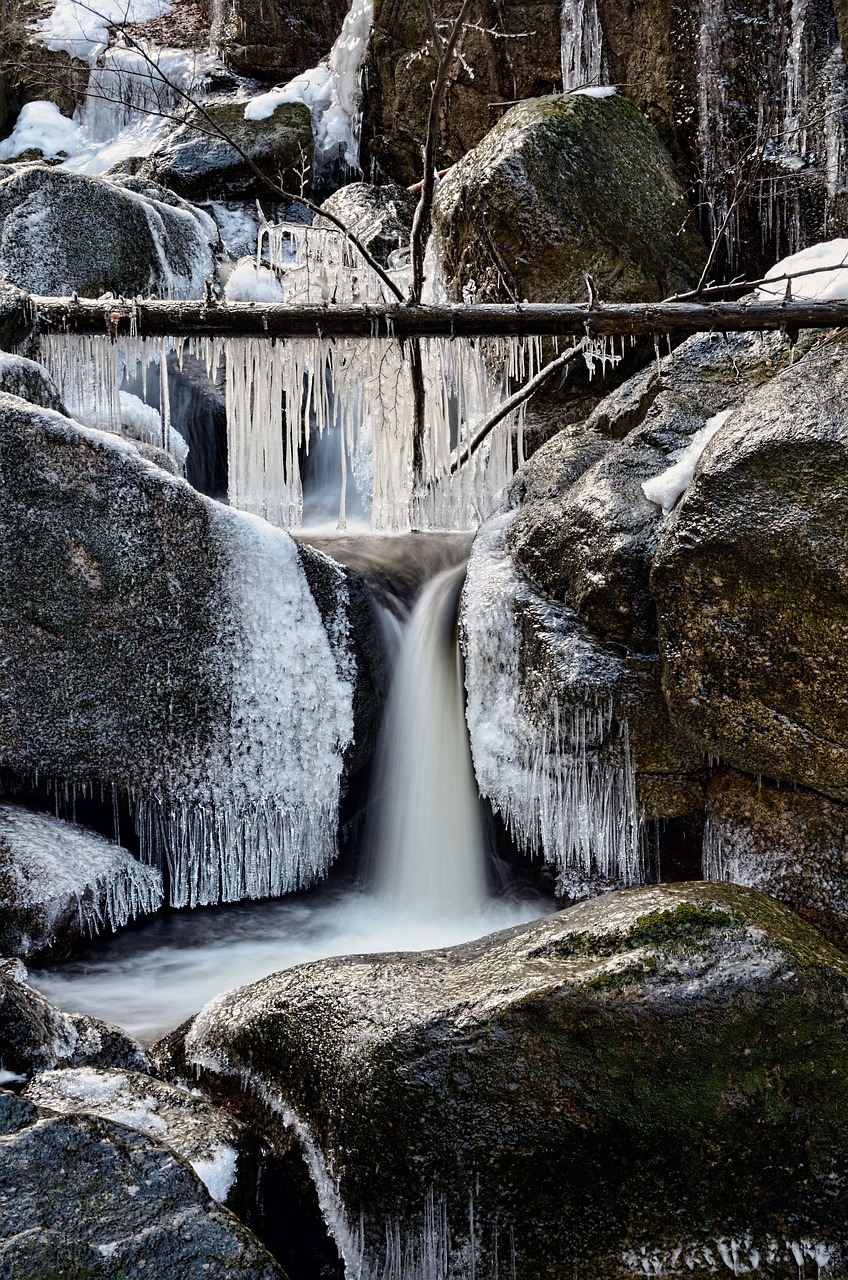 winter creek  ice  landscape free photo