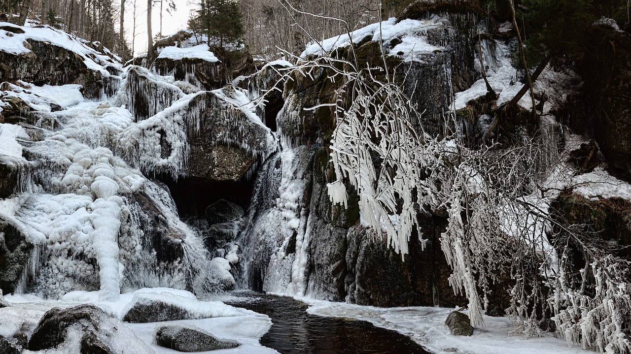 winter creek  ice  landscape free photo