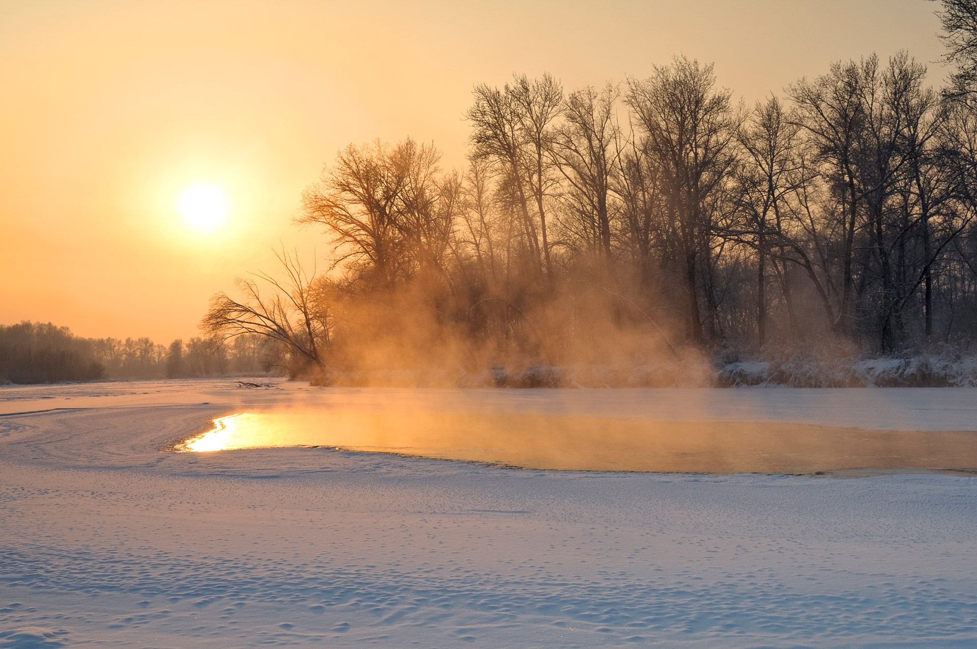 sunset winter snow free photo