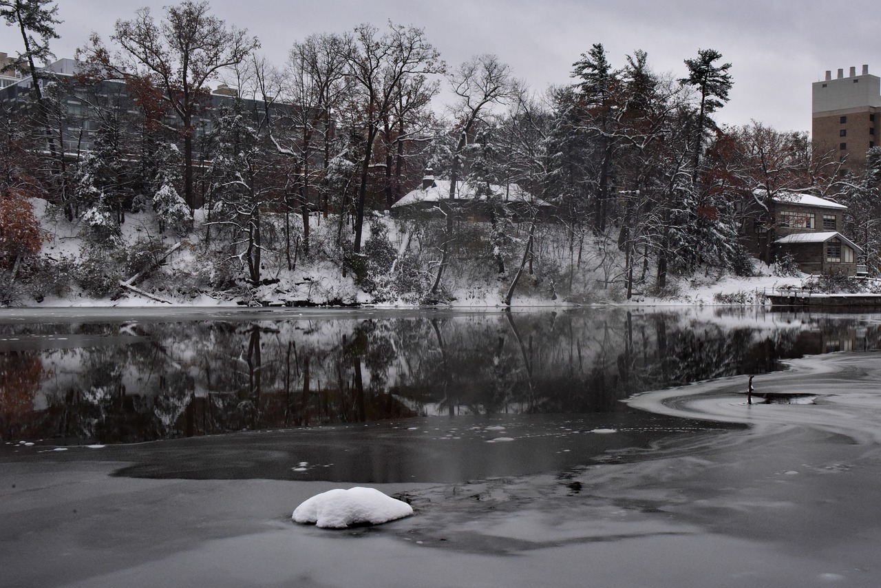 winter lake  snow lake  winter landscape free photo