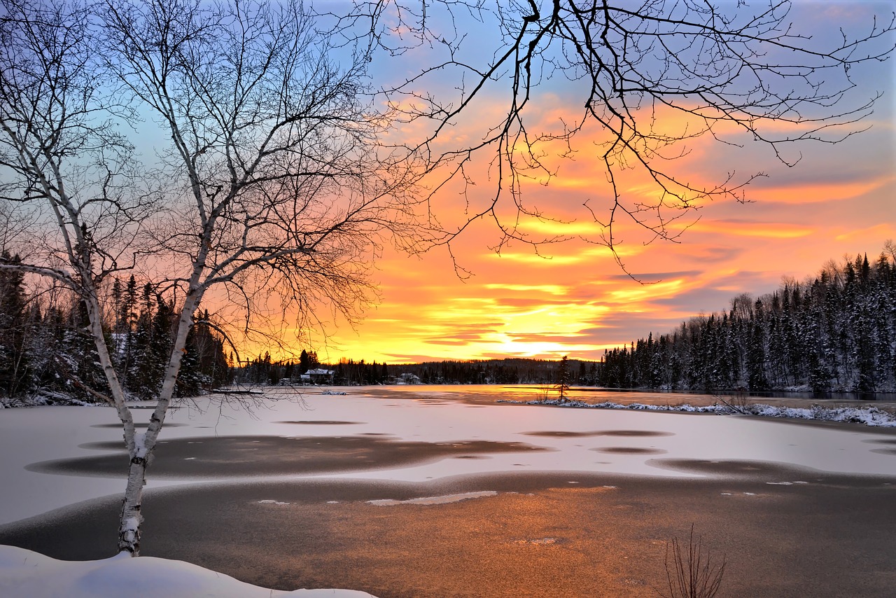 winter landscape sunset winter free photo