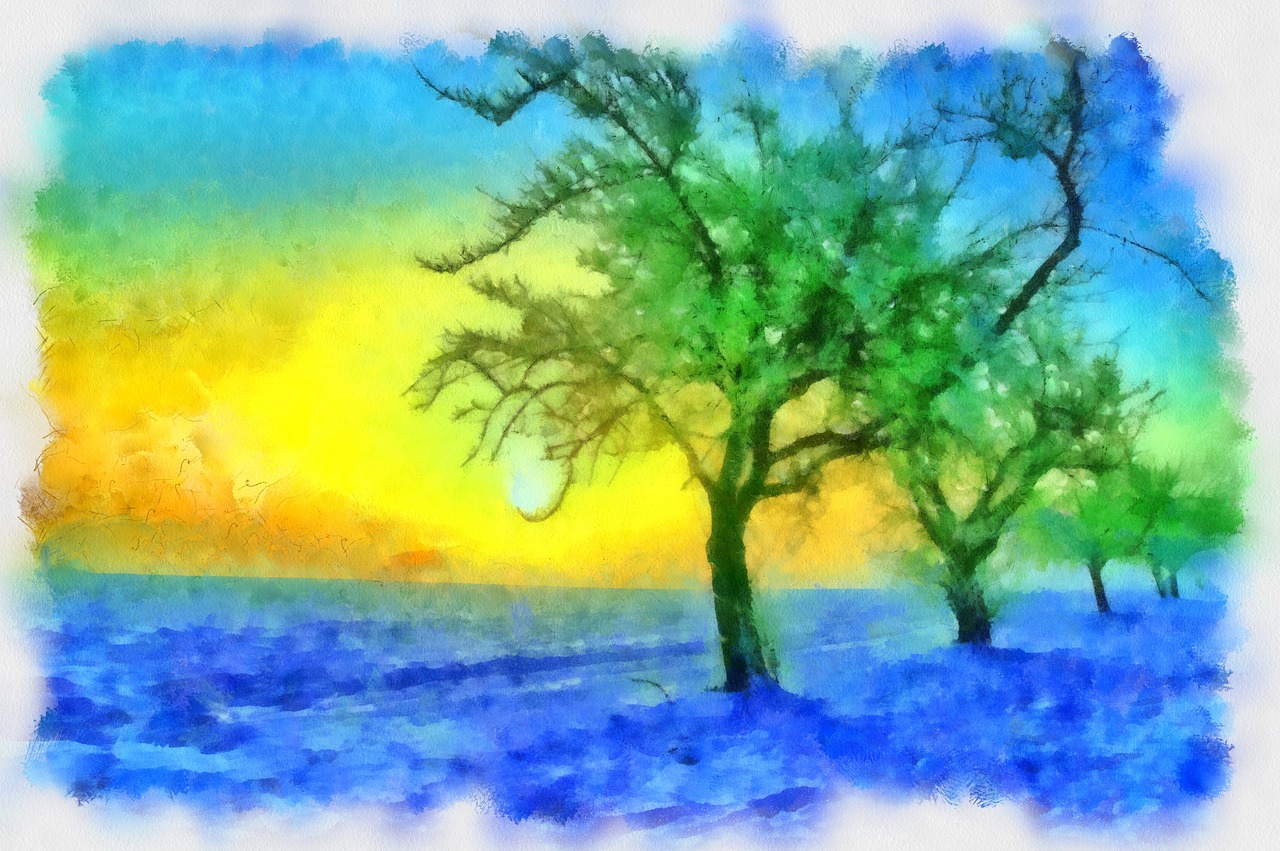 winter picture painting drawing free photo