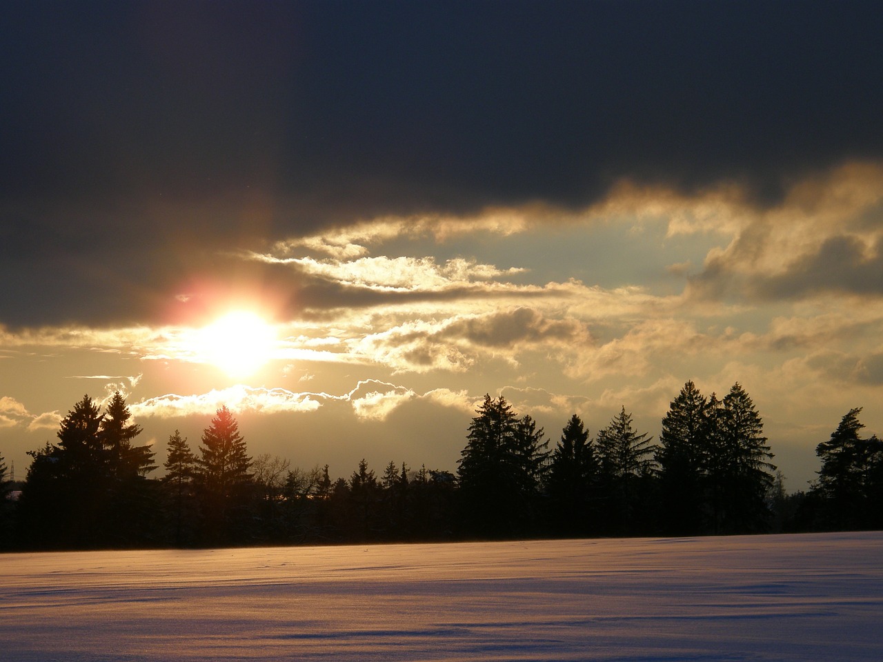 winter sun sunset wintry free photo