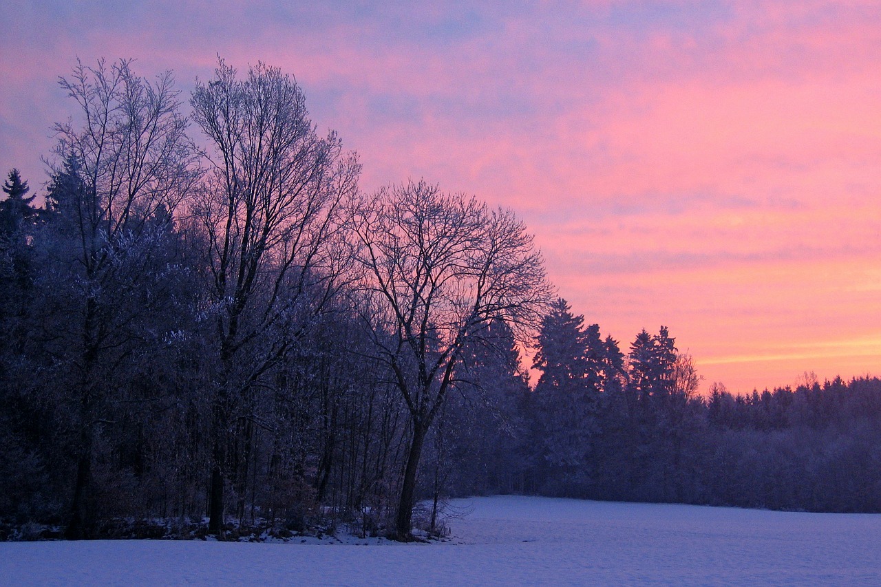 wintry afterglow evening sky free photo