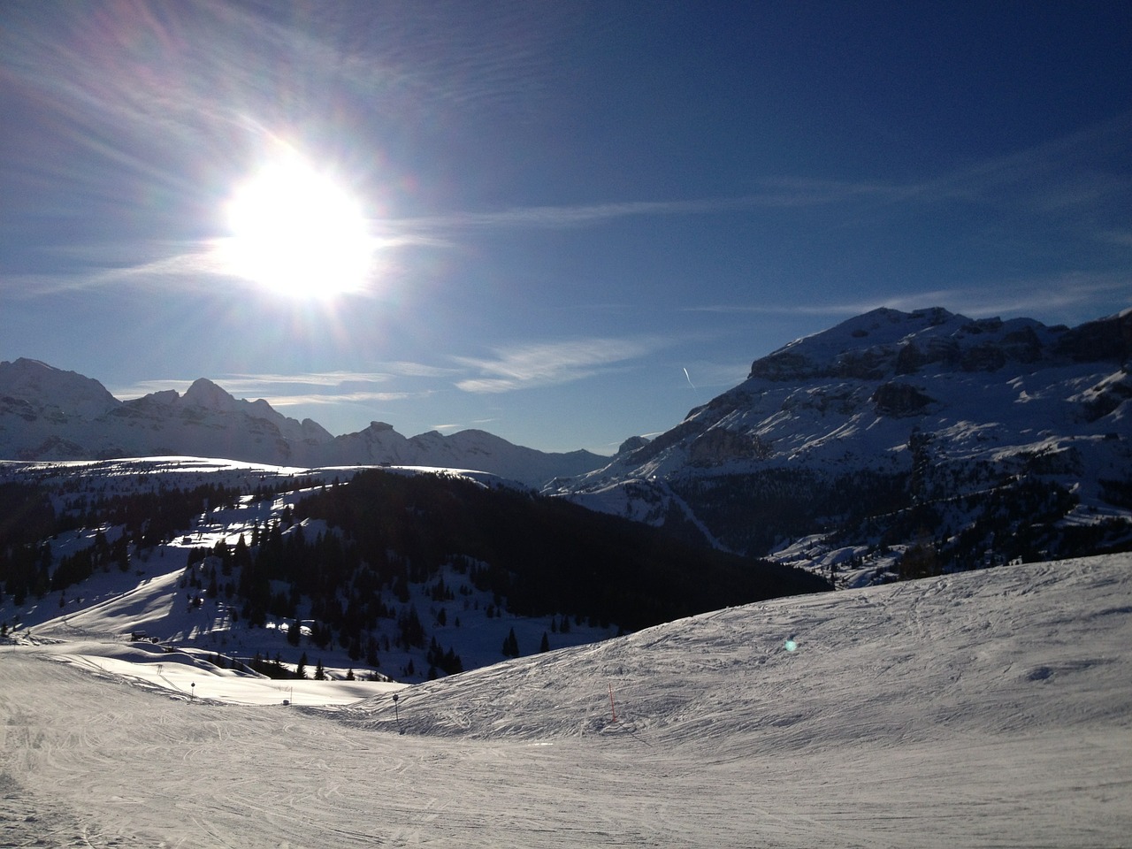 wintry ski area corvara free photo