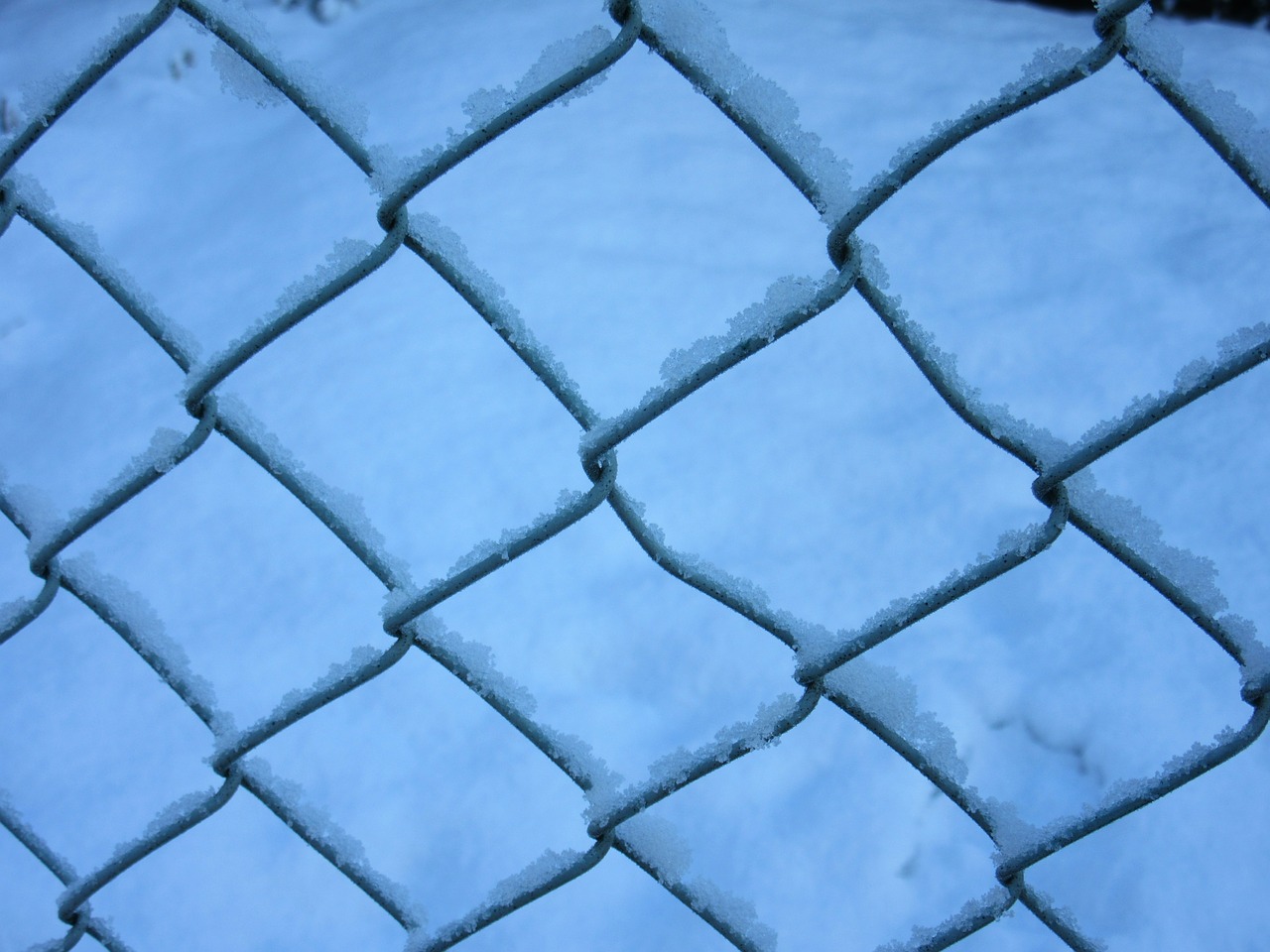 wire mesh fence snow crystals free photo
