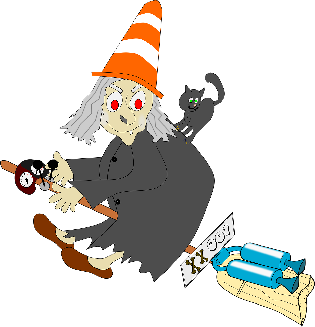 witch  baba  on a broomstick free photo