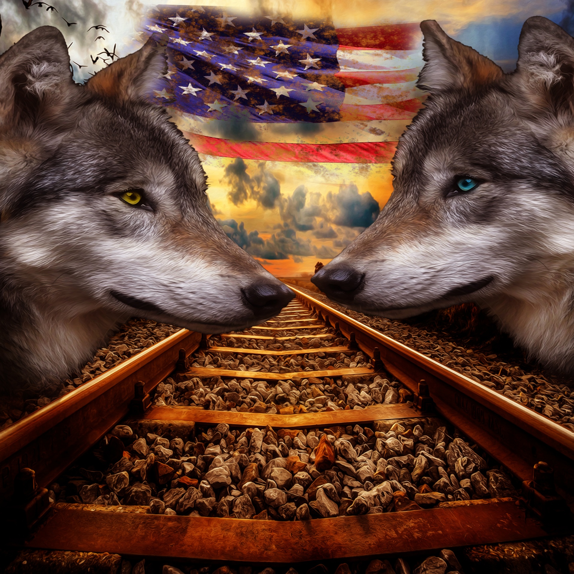 wolf rails flag free photo