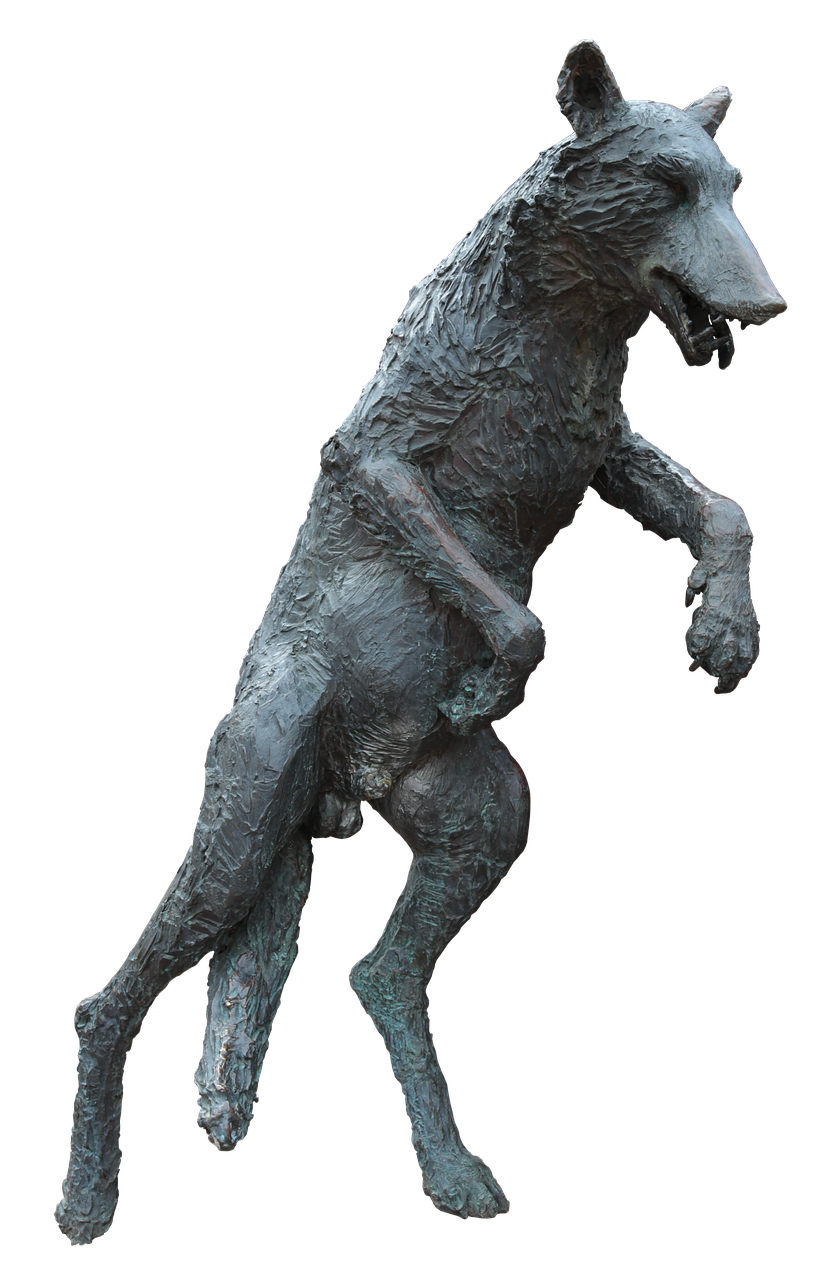 wolf bronze sculpture free photo