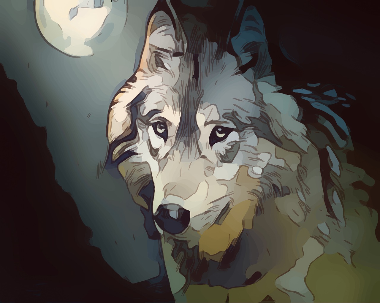 wolf full moon free photo