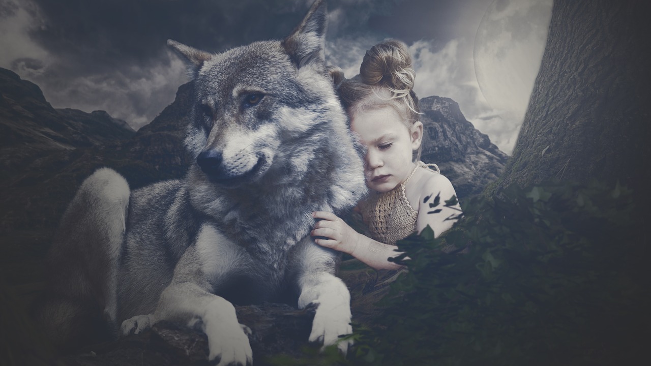 wolf  girl  child free photo