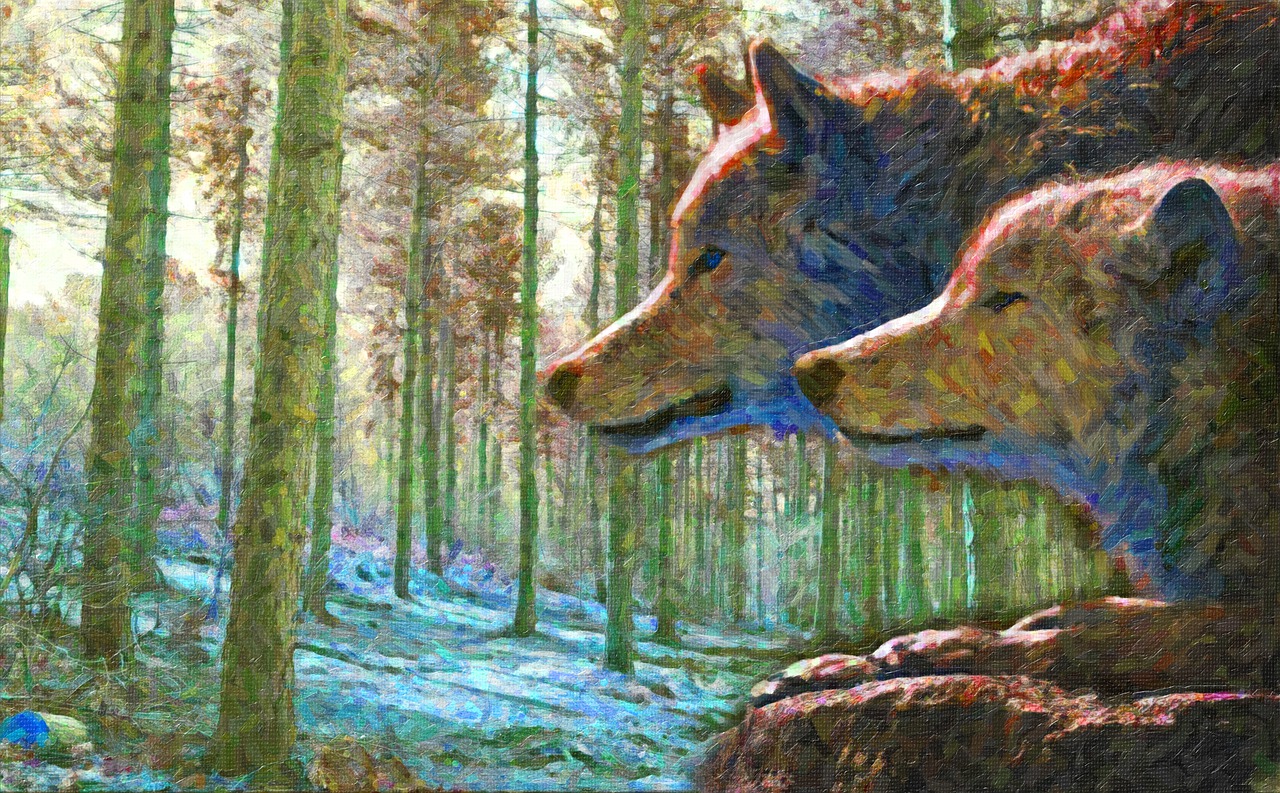 wolf  painting  animal free photo