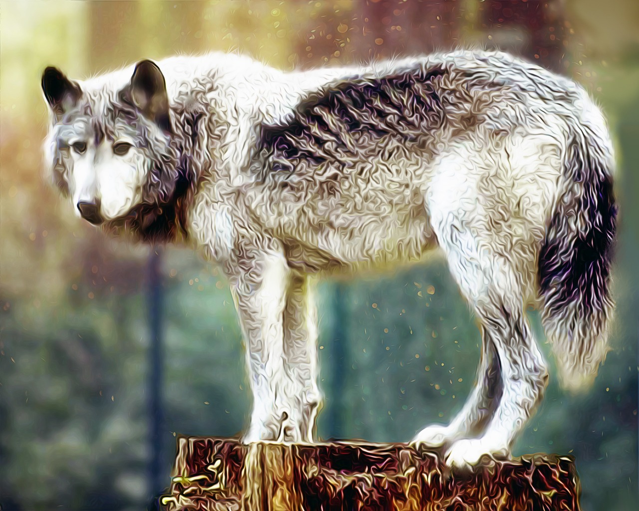 wolf painting wolf wildlife free photo
