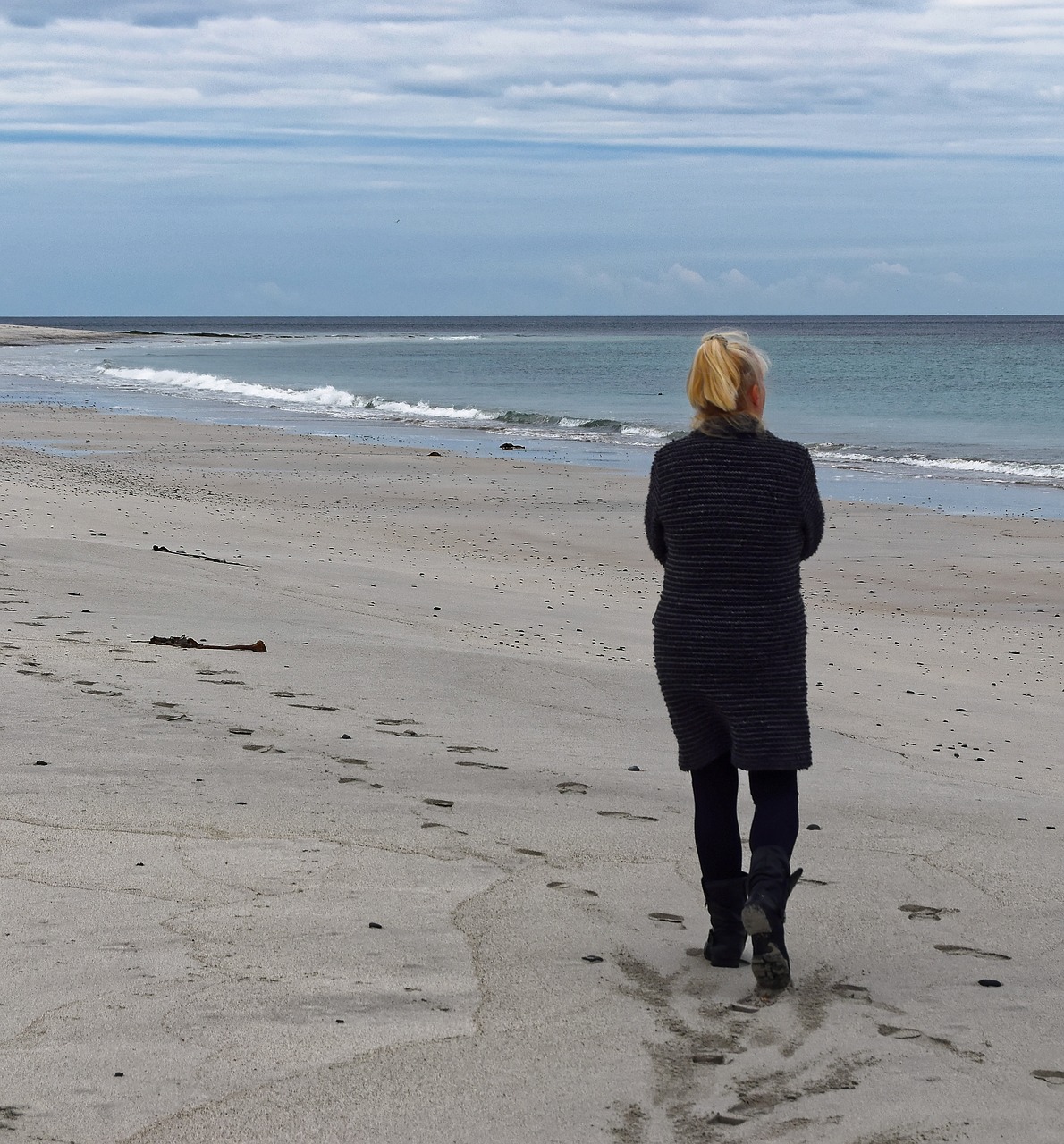 woman walking beach free photo