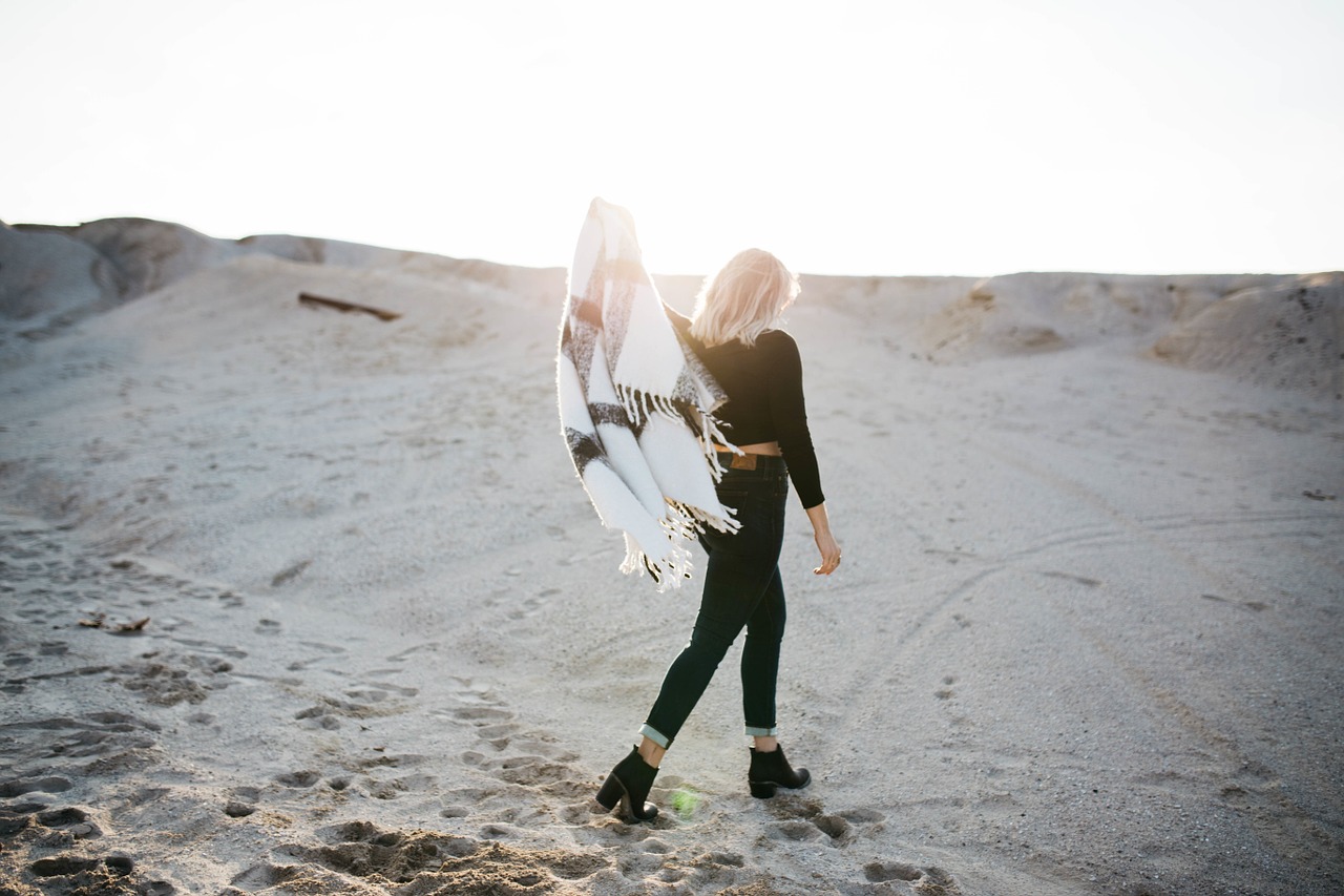 woman beach picnic free photo