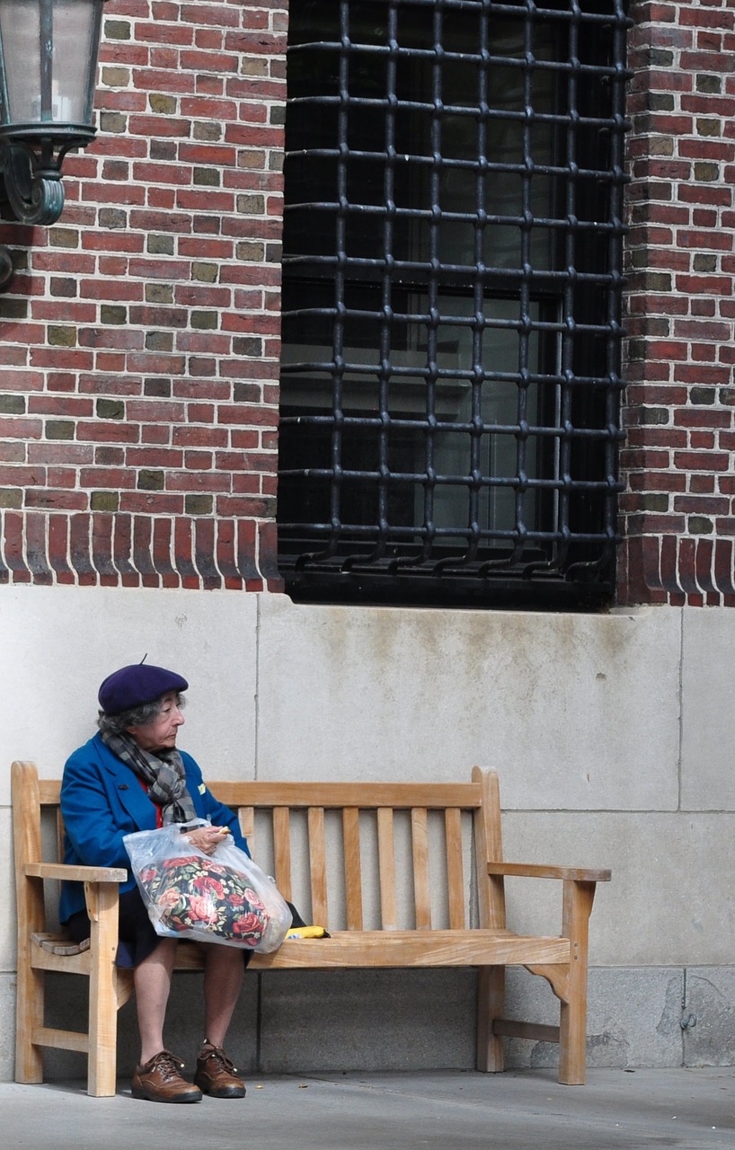 woman sitting bench free photo