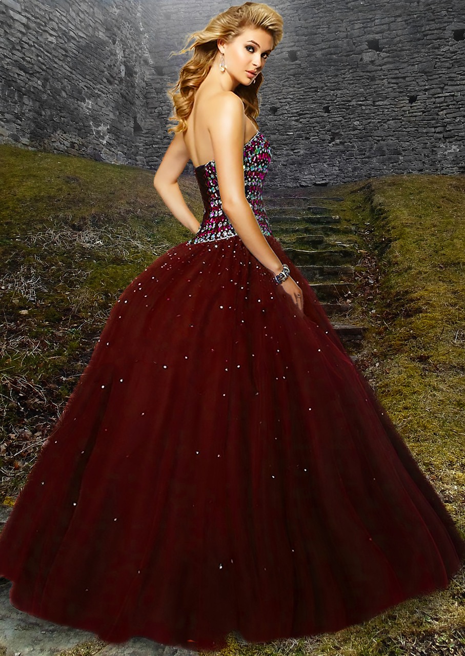woman beautiful red gown free photo