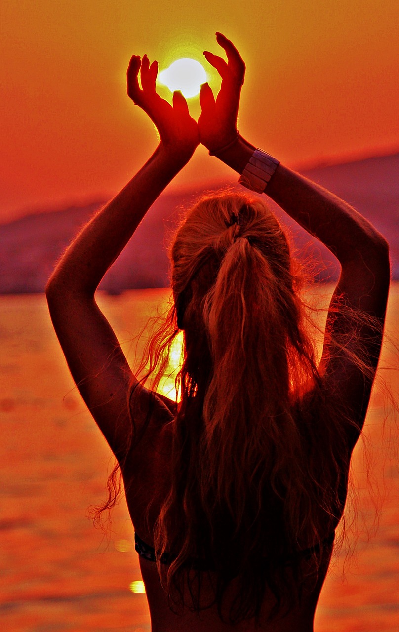 woman silhouette sunset free photo