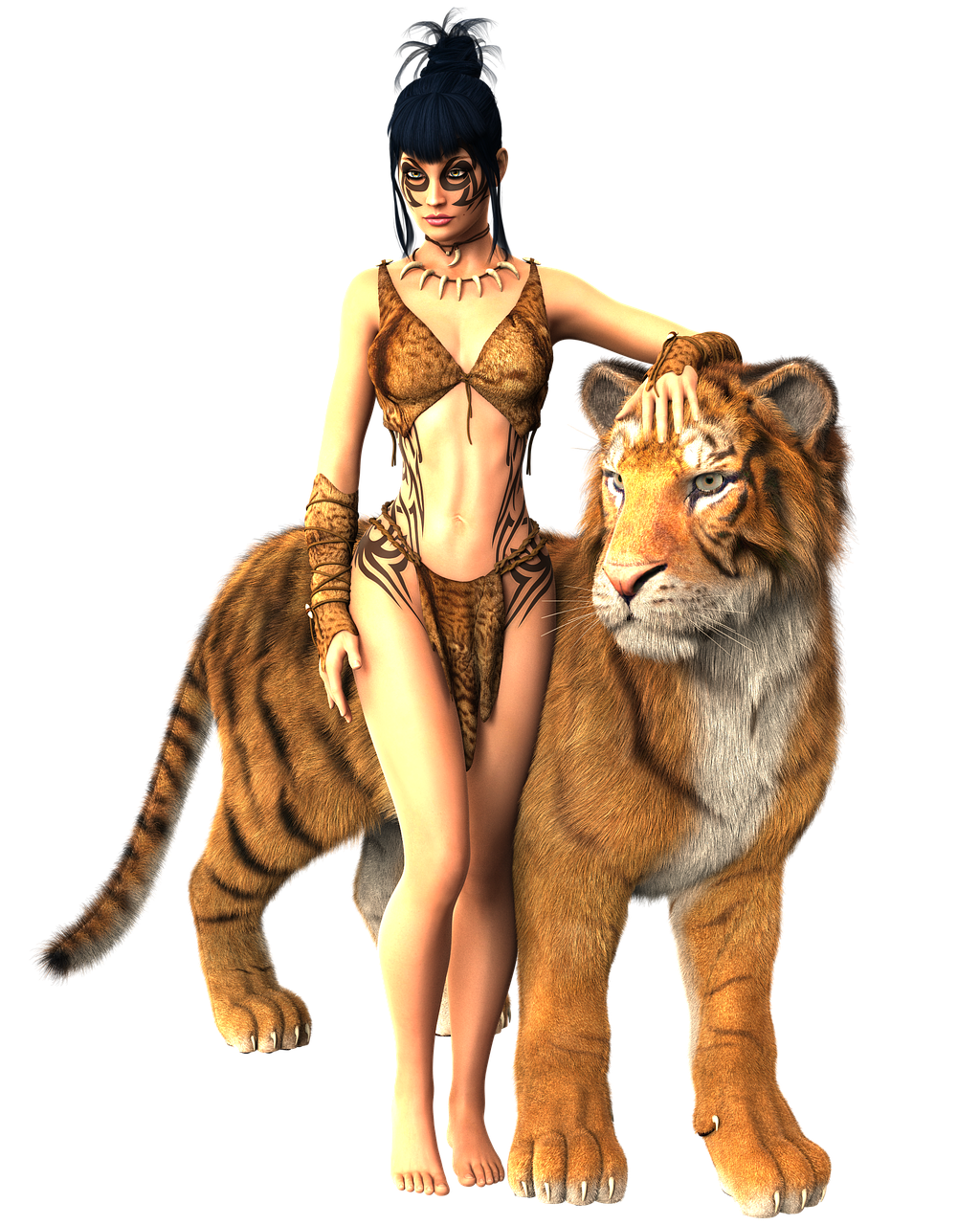 woman tiger mystical free photo