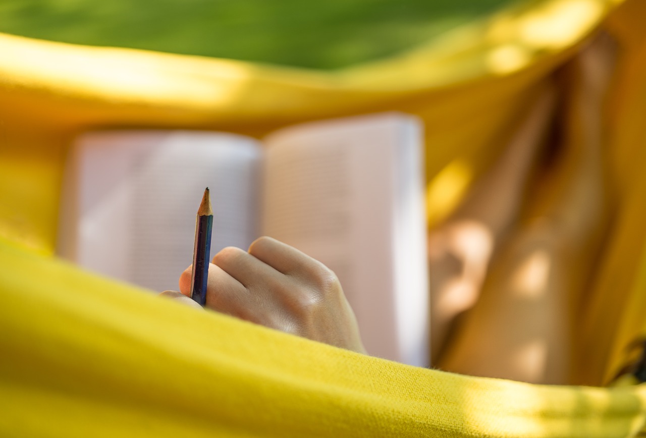 woman studying pencil free photo