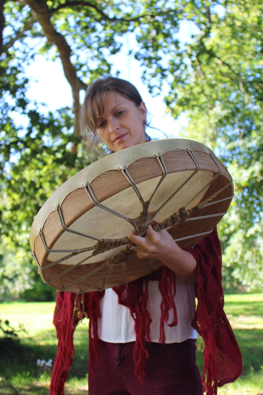 woman drum nature free photo