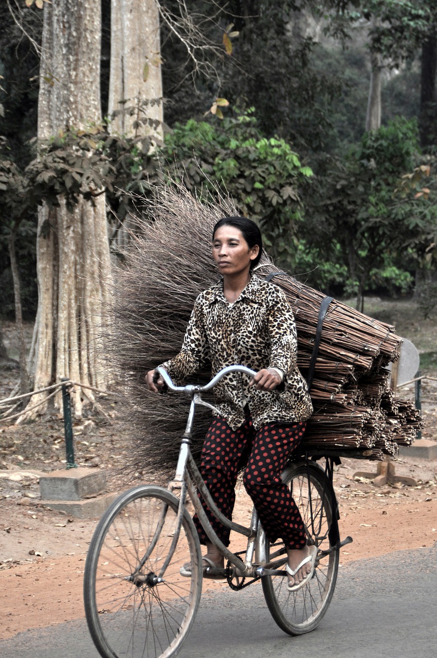 woman bike asia free photo