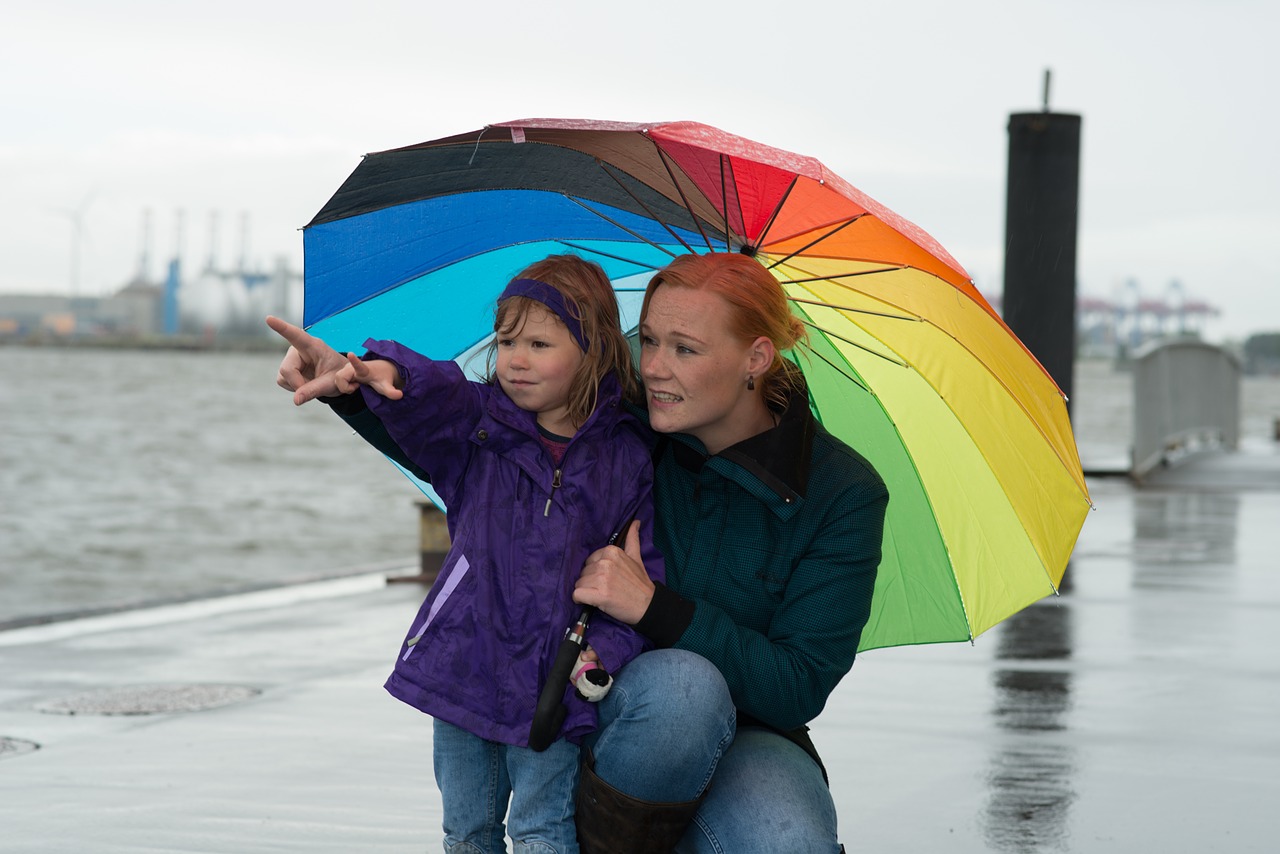 woman child umbrella free photo