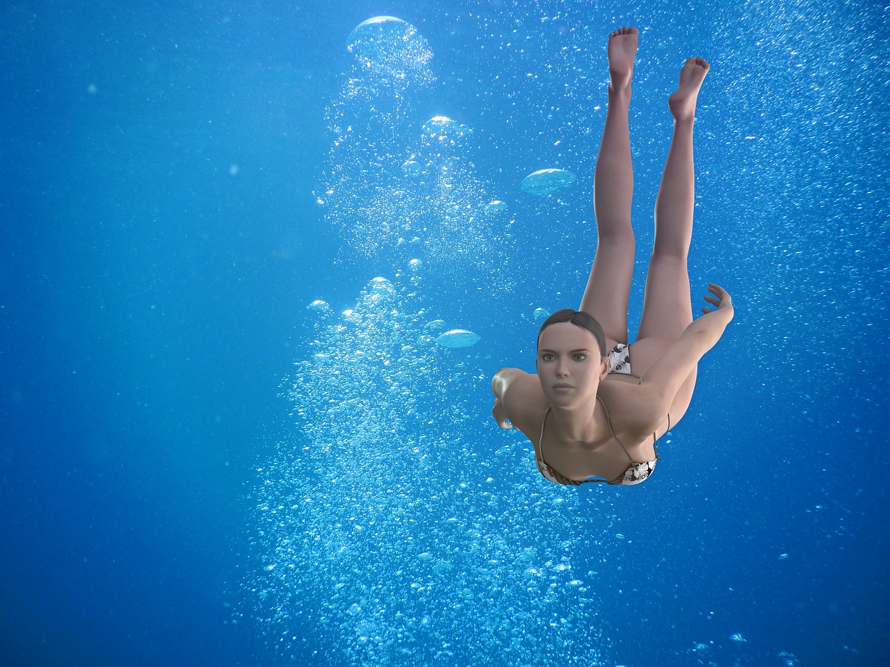 woman diving swim free photo