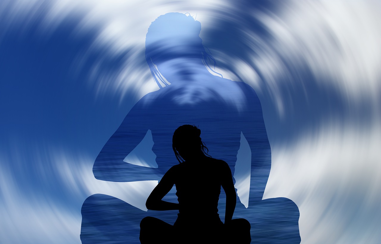 woman silhouette meditation free photo