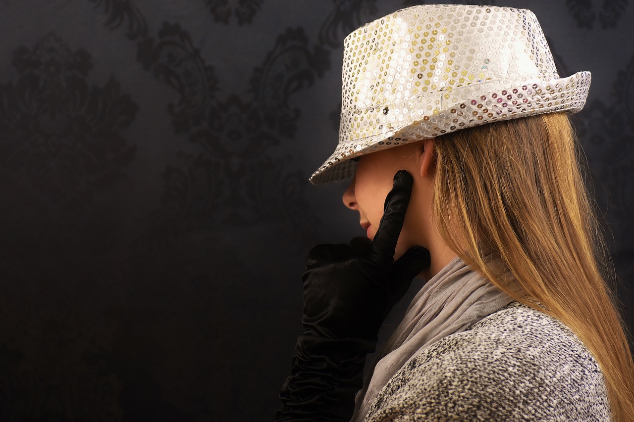woman hat sequins free photo