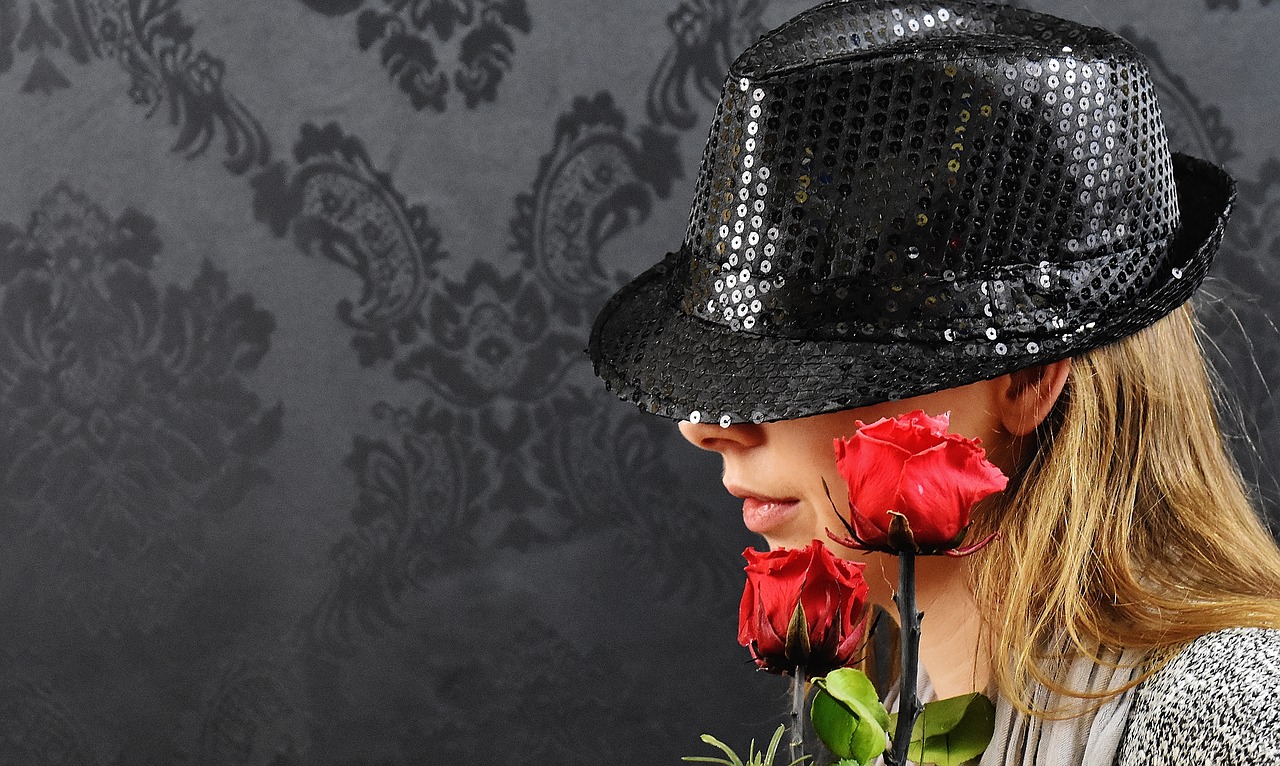 woman hat roses free photo