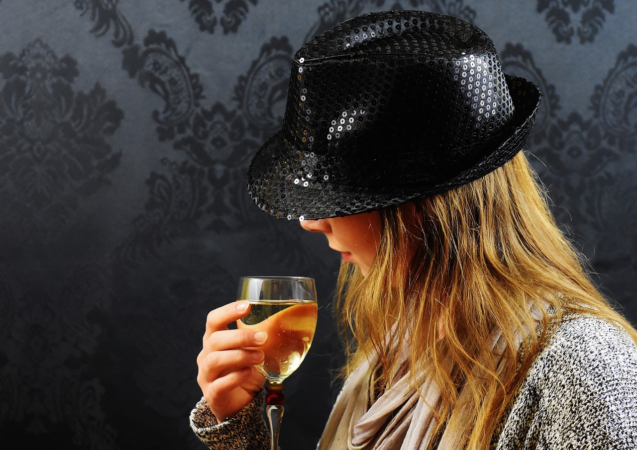 woman hat champagne free photo