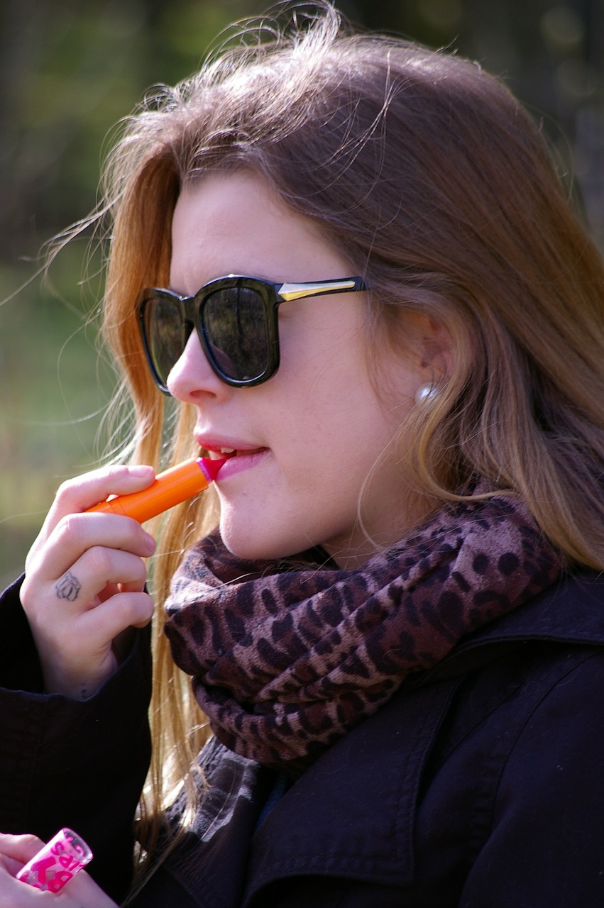 woman lipstick sunglasses free photo