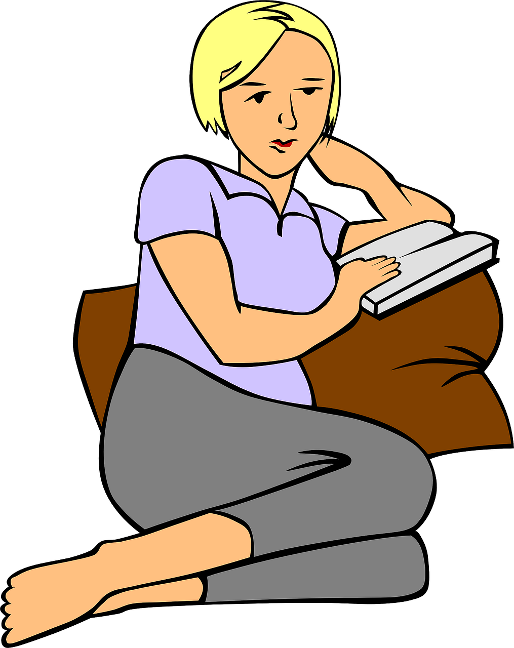 woman,reading,book,sitting,relaxing,pillow,couch,lady,learning,free vector graphics,free pictures, free photos, free images, royalty free, free illustrations, public domain
