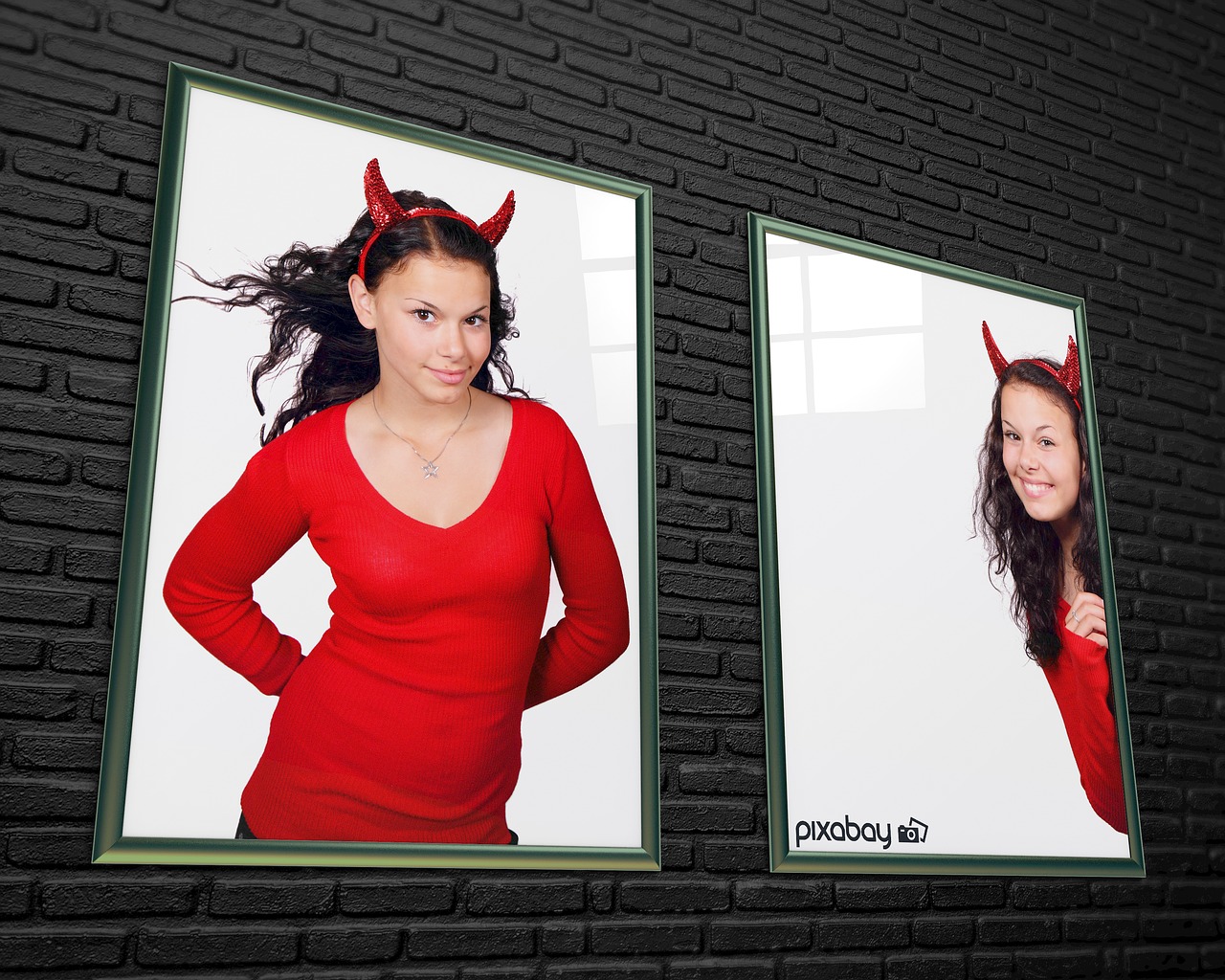 woman devil picture frame free photo