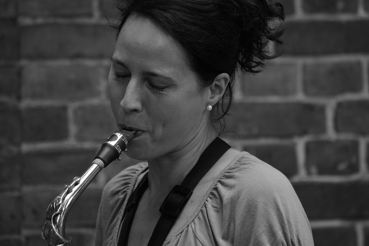 woman saxophone music free photo