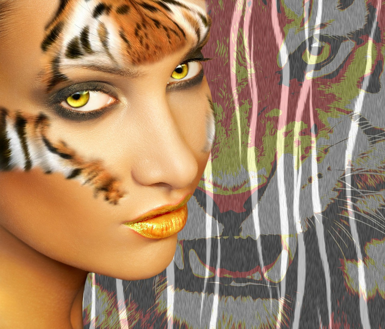 woman tiger fur free photo